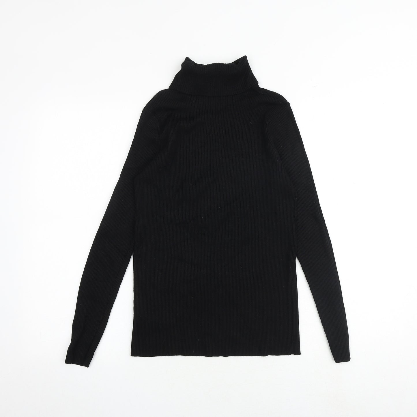 Marks and Spencer Womens Black Roll Neck Viscose Pullover Jumper Size 14