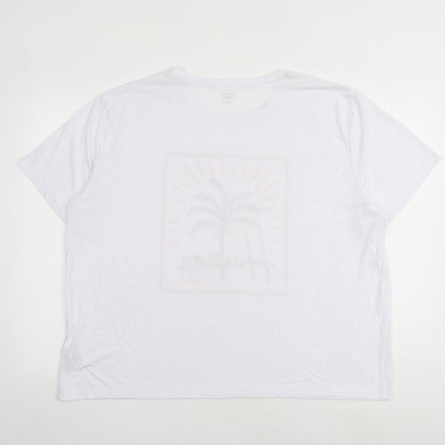 Marks and Spencer Womens White Polyester Basic T-Shirt Size 20 Crew Neck - Havana Cuba