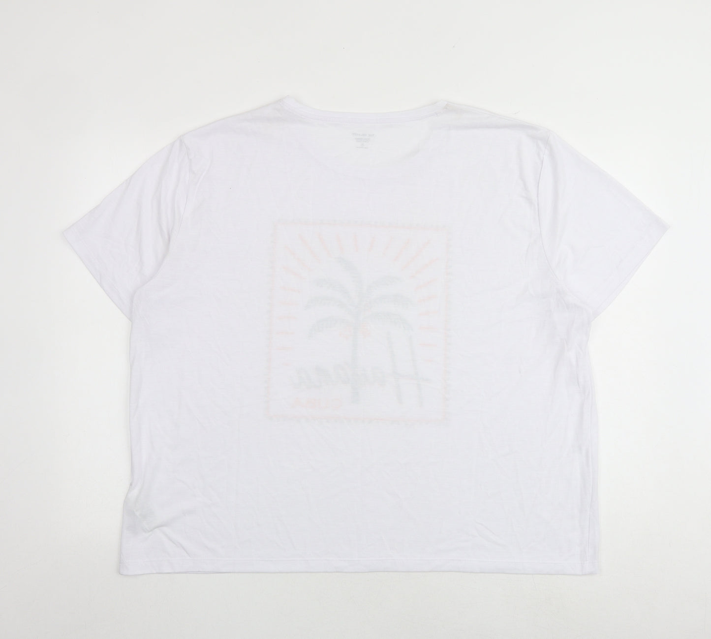 Marks and Spencer Womens White Polyester Basic T-Shirt Size 20 Crew Neck - Havana Cuba