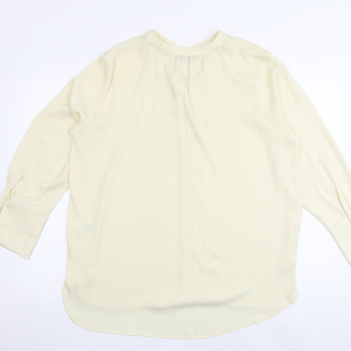 Marks and Spencer Womens Yellow Polyester Basic Blouse Size 16 V-Neck
