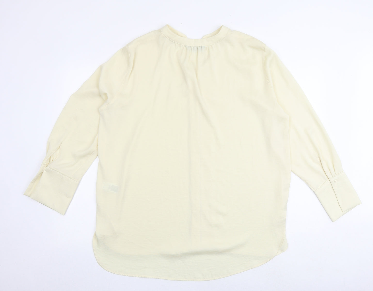 Marks and Spencer Womens Yellow Polyester Basic Blouse Size 16 V-Neck