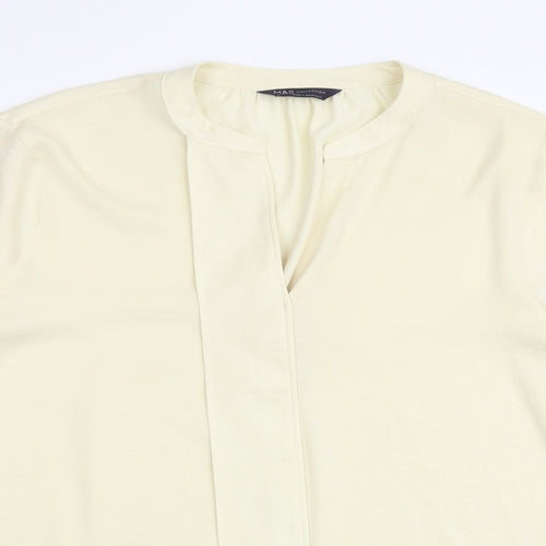 Marks and Spencer Womens Yellow Polyester Basic Blouse Size 16 V-Neck