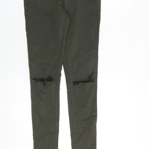 Topshop Womens Green Cotton Skinny Jeans Size 25 in Slim Zip