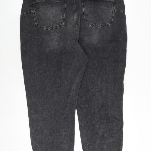 River Island Womens Grey Cotton Mom Jeans Size 16 Extra-Slim Zip