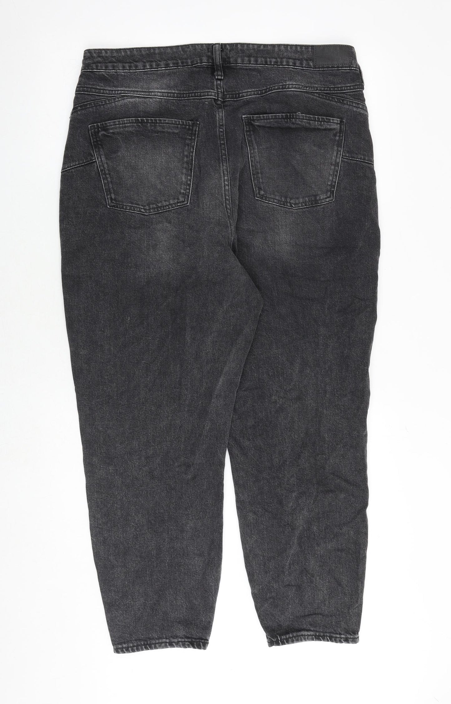 River Island Womens Grey Cotton Mom Jeans Size 16 Extra-Slim Zip