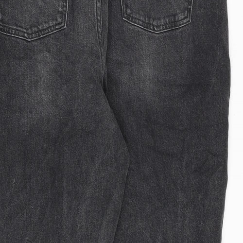 River Island Womens Grey Cotton Mom Jeans Size 16 Extra-Slim Zip