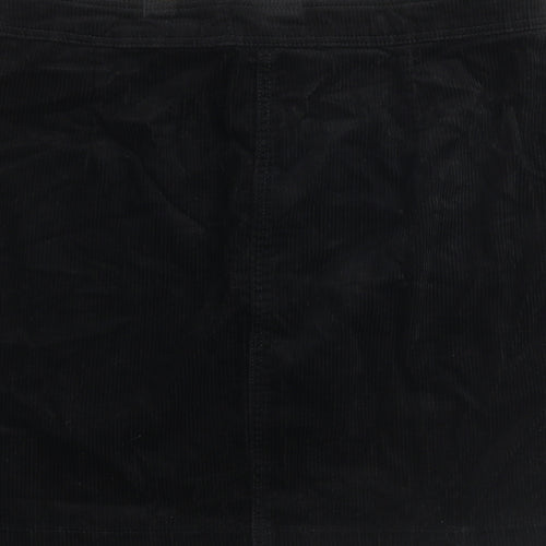 NEXT Womens Black Cotton A-Line Skirt Size 14 Button