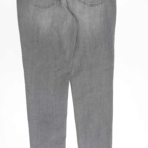 NEXT Womens Grey Cotton Skinny Jeans Size 12 Regular Zip