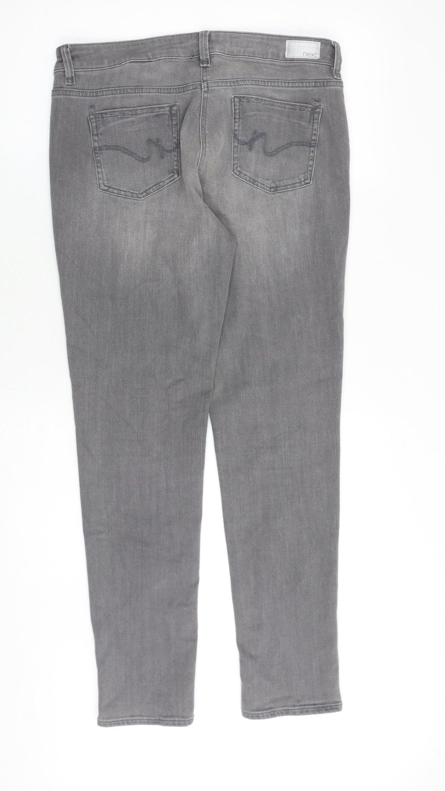 NEXT Womens Grey Cotton Skinny Jeans Size 12 Regular Zip