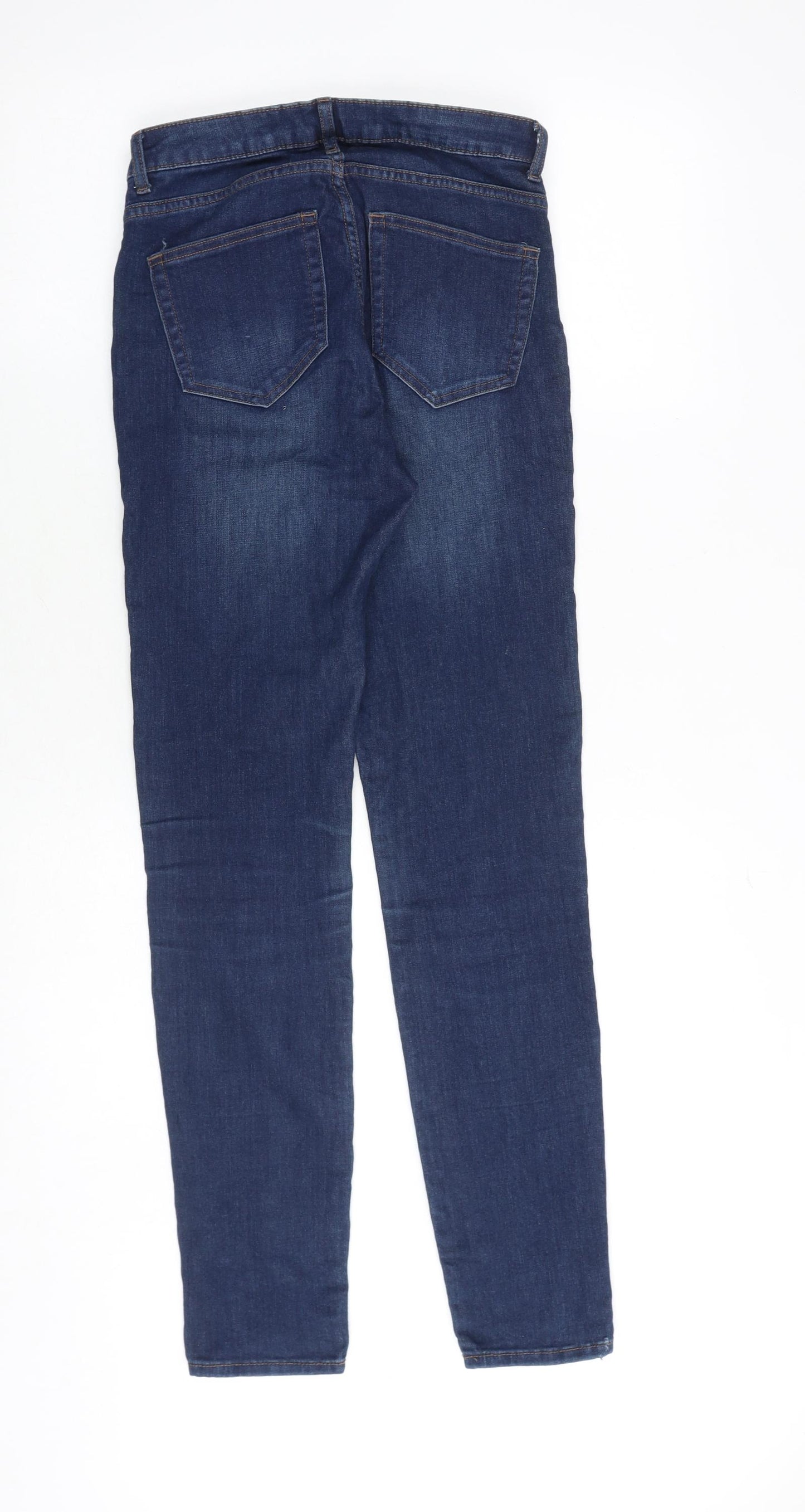 H&M Womens Blue Cotton Skinny Jeans Size 8 Slim Zip