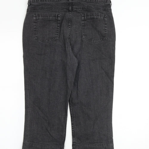 Marks and Spencer Womens Grey Cotton Straight Jeans Size 14 Regular Zip