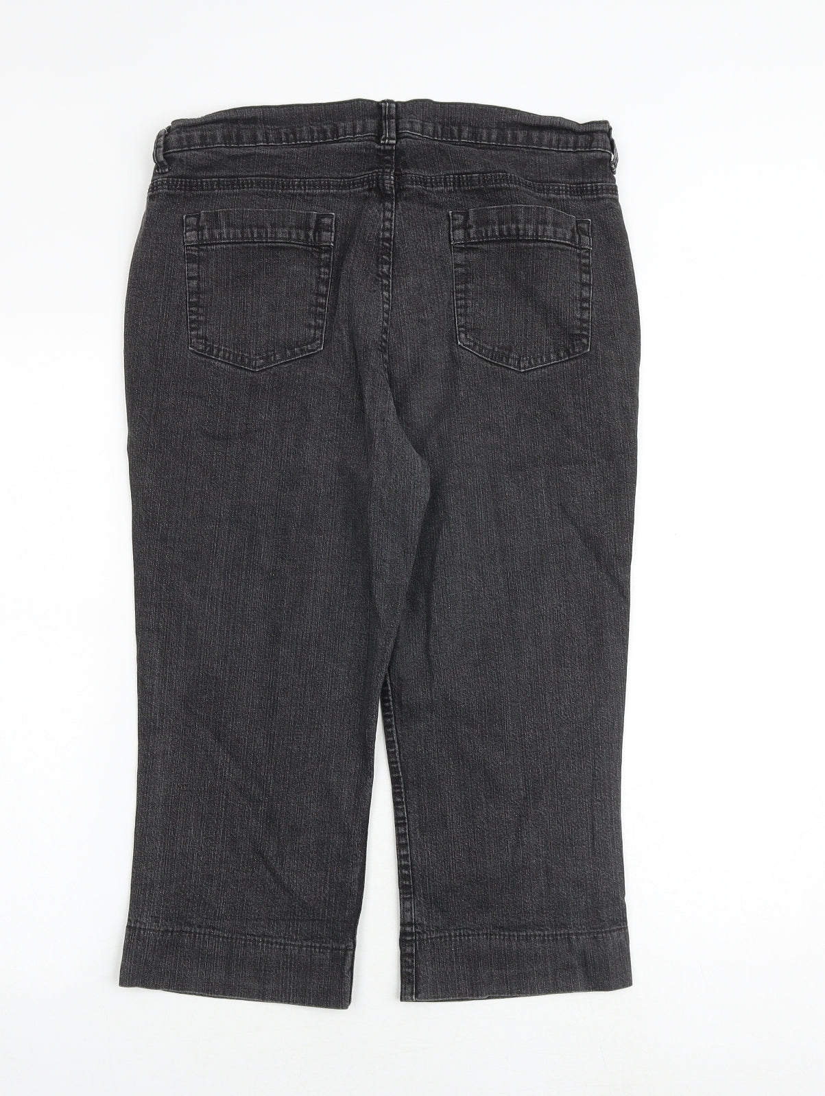 Marks and Spencer Womens Grey Cotton Straight Jeans Size 14 Regular Zip