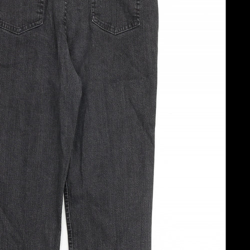 Marks and Spencer Womens Grey Cotton Straight Jeans Size 14 Regular Zip