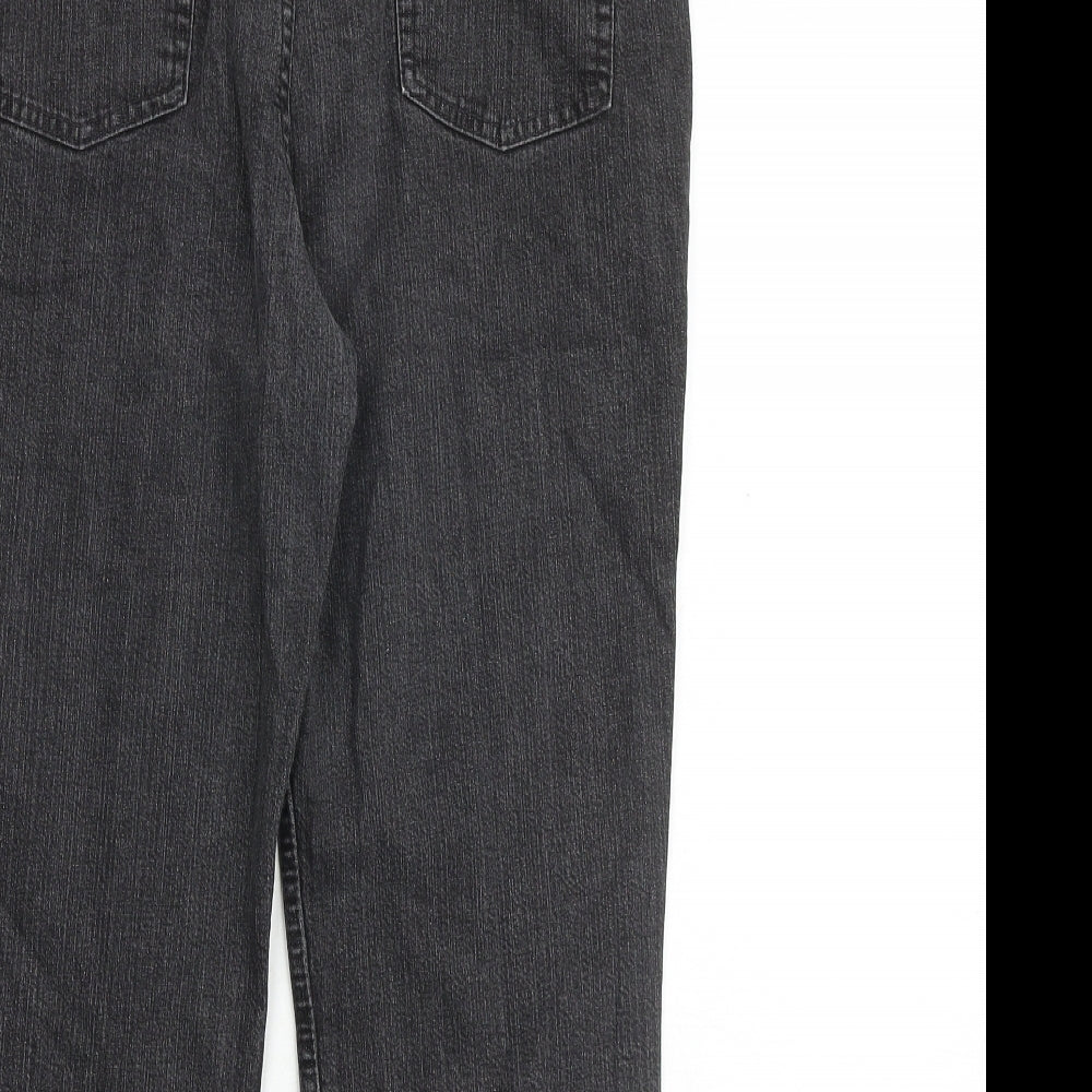 Marks and Spencer Womens Grey Cotton Straight Jeans Size 14 Regular Zip