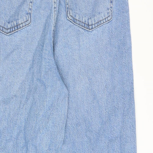 Marks and Spencer Womens Blue Cotton Wide-Leg Jeans Size 14 Regular Zip