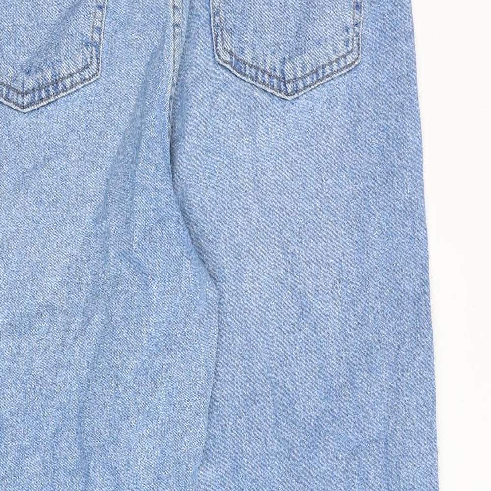 Marks and Spencer Womens Blue Cotton Wide-Leg Jeans Size 14 Regular Zip