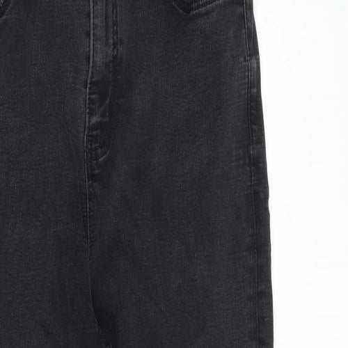Marks and Spencer Womens Grey Cotton Straight Jeans Size 14 Regular Zip