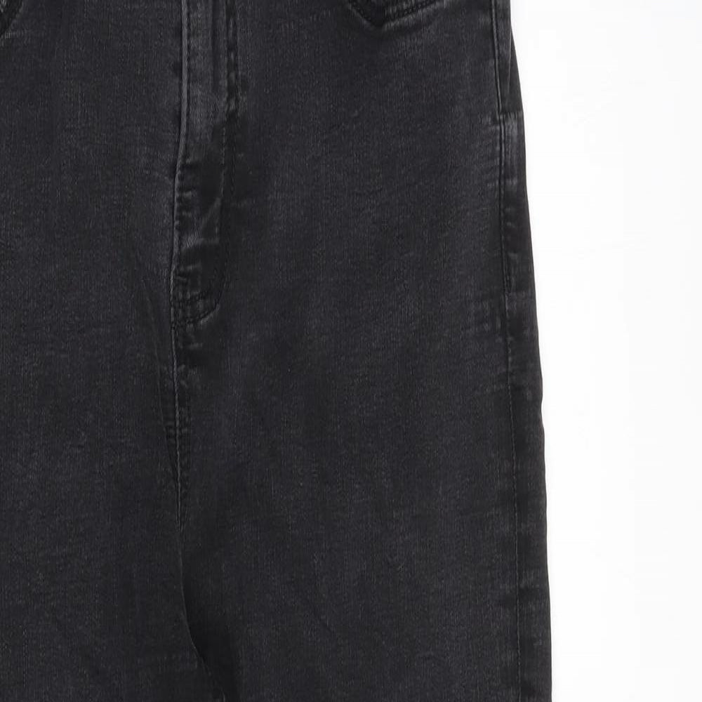 Marks and Spencer Womens Grey Cotton Straight Jeans Size 14 Regular Zip