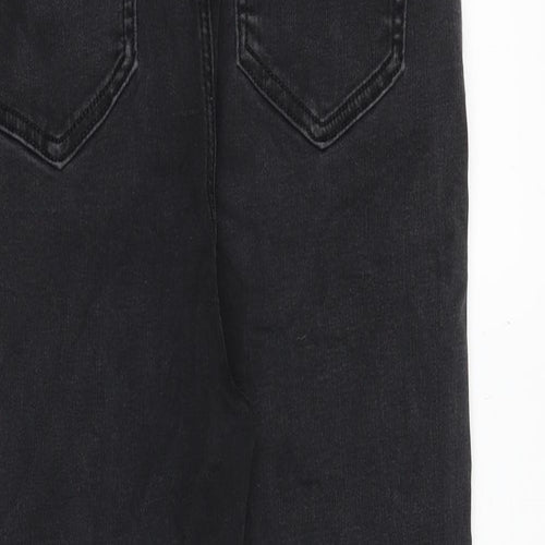 Marks and Spencer Womens Grey Cotton Straight Jeans Size 14 Regular Zip