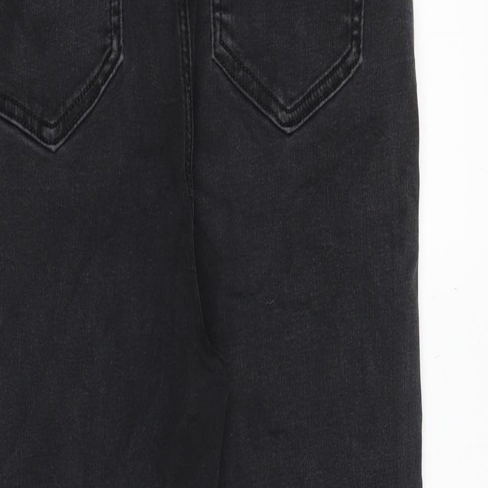 Marks and Spencer Womens Grey Cotton Straight Jeans Size 14 Regular Zip