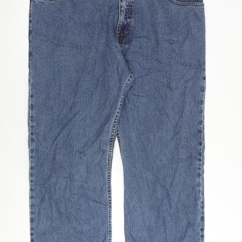 Blue Harbour Mens Blue Cotton Straight Jeans Size 42 in L31 in Regular Zip