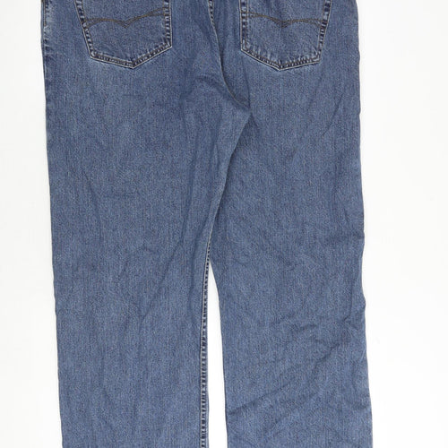 Blue Harbour Mens Blue Cotton Straight Jeans Size 42 in L31 in Regular Zip