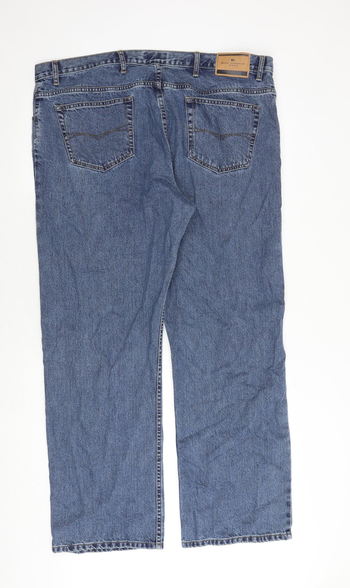 Blue Harbour Mens Blue Cotton Straight Jeans Size 42 in L31 in Regular Zip