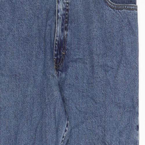 Blue Harbour Mens Blue Cotton Straight Jeans Size 42 in L31 in Regular Zip