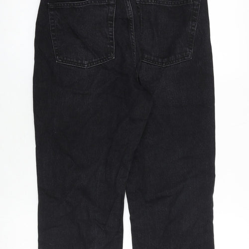 Topshop Womens Black Cotton Straight Jeans Size 28 in Regular Button
