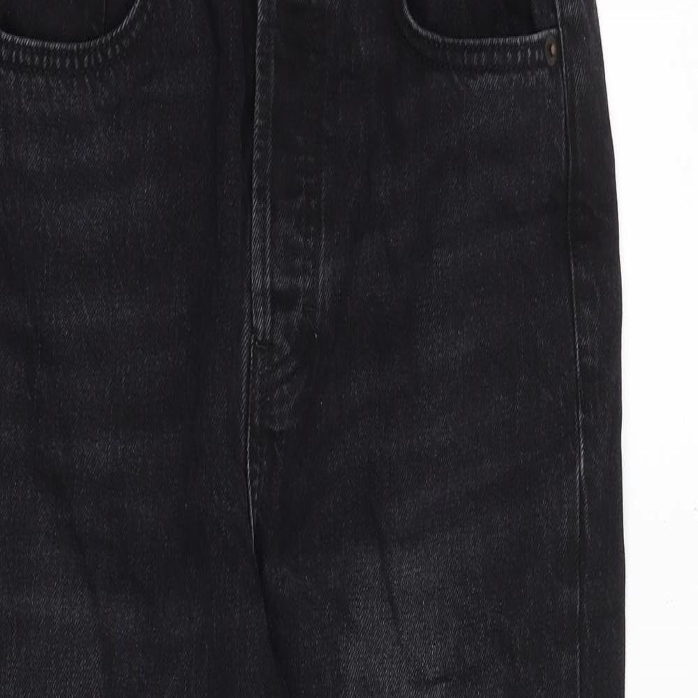 Topshop Womens Black Cotton Straight Jeans Size 28 in Regular Button