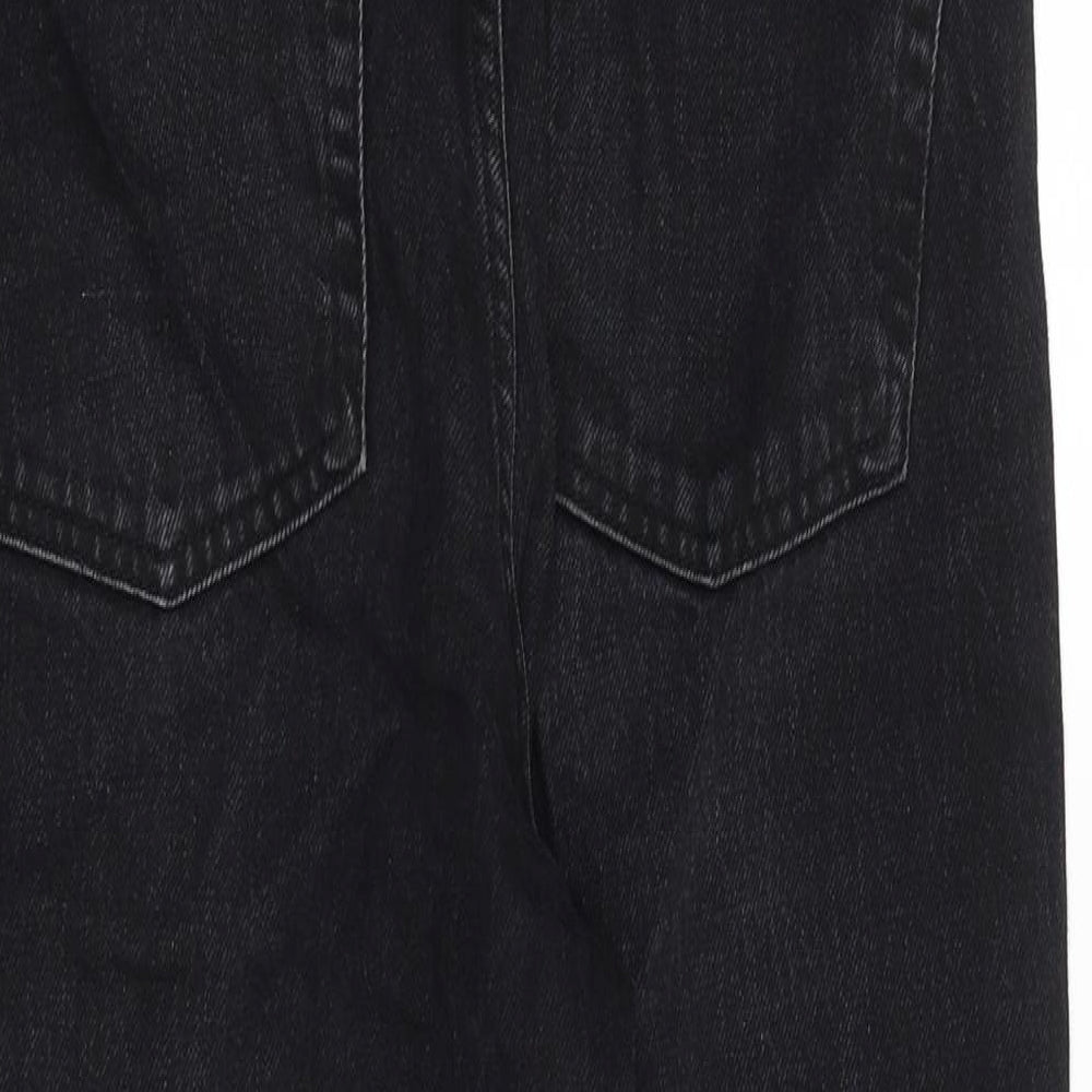 Topshop Womens Black Cotton Straight Jeans Size 28 in Regular Button