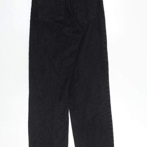 Monki Womens Black Cotton Straight Jeans Size 24 in Regular Zip