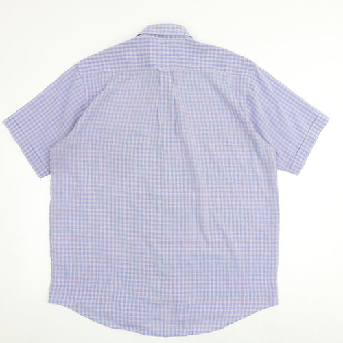 Tern Mens Blue Plaid Polyester Polo Size XL Collared Button