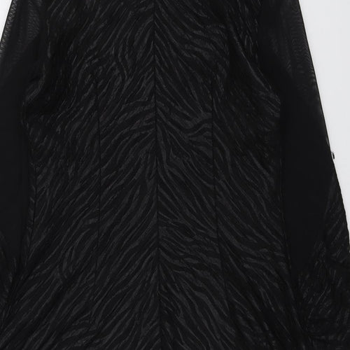 Picadilly Womens Black Animal Print Polyester Basic Blouse Size XS Round Neck - Zebra Pattern