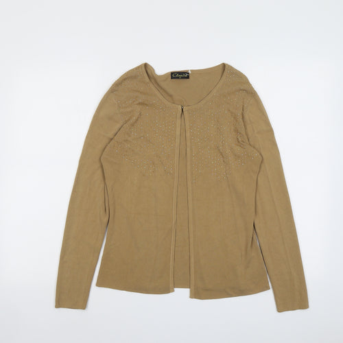 Claudia Womens Beige Round Neck Viscose Cardigan Jumper Size M