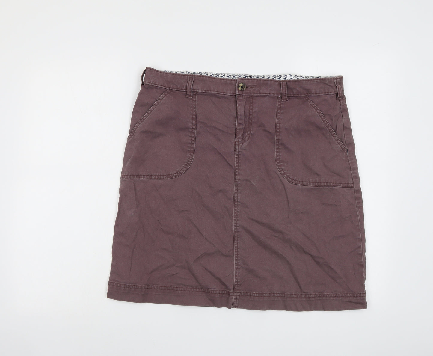 White Stuff Womens Purple Cotton A-Line Skirt Size 14 Button