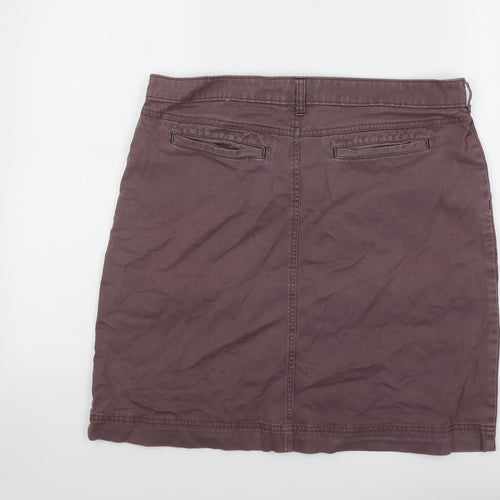 White Stuff Womens Purple Cotton A-Line Skirt Size 14 Button