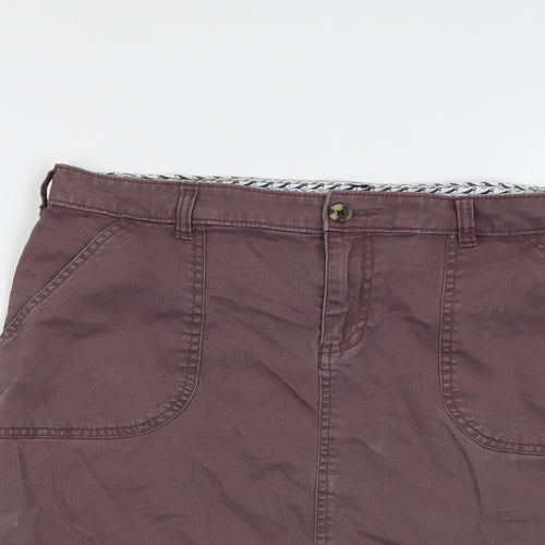 White Stuff Womens Purple Cotton A-Line Skirt Size 14 Button