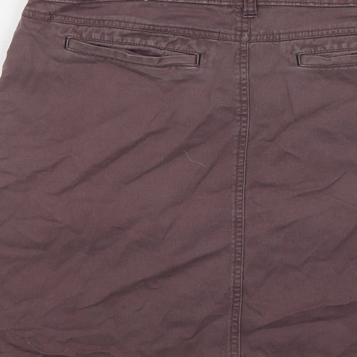 White Stuff Womens Purple Cotton A-Line Skirt Size 14 Button