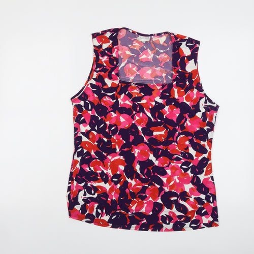 Kaliko Womens Multicoloured Geometric Polyester Basic Tank Size 16 Square Neck