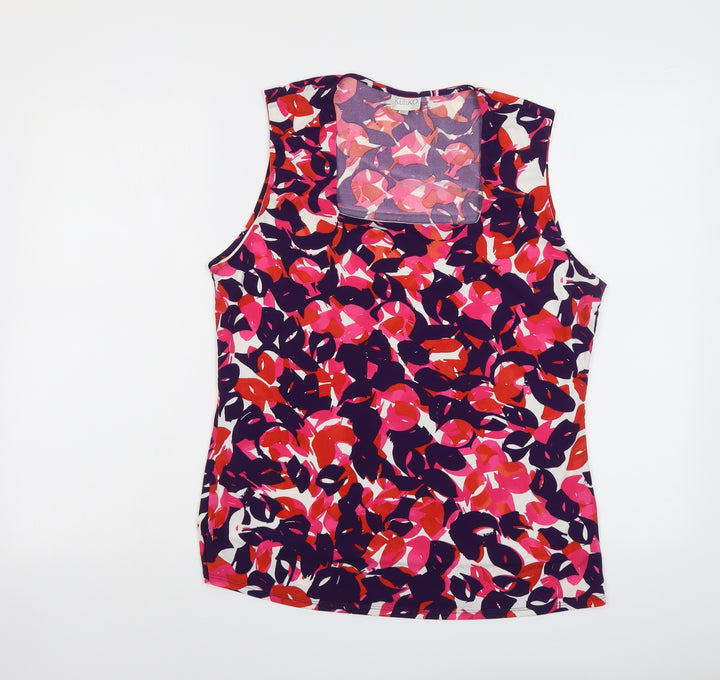 Kaliko Womens Multicoloured Geometric Polyester Basic Tank Size 16 Square Neck