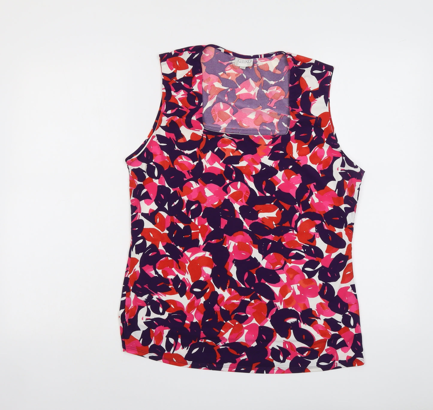 Kaliko Womens Multicoloured Geometric Polyester Basic Tank Size 16 Square Neck