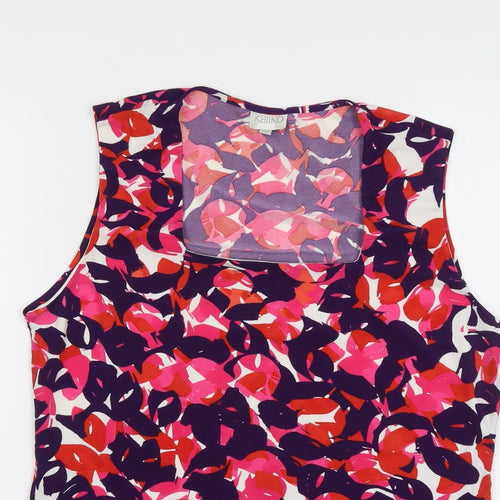Kaliko Womens Multicoloured Geometric Polyester Basic Tank Size 16 Square Neck