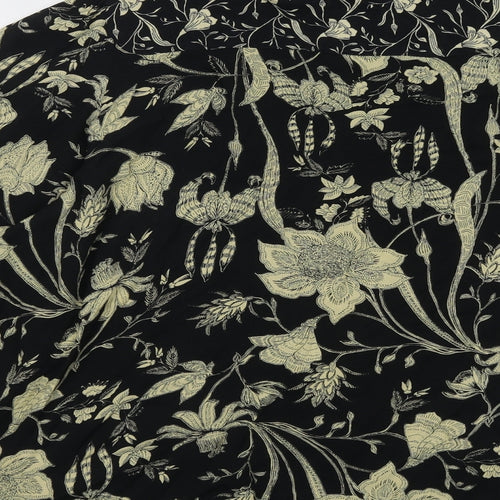 Marks and Spencer Womens Black Geometric Viscose Basic Blouse Size 22 Round Neck