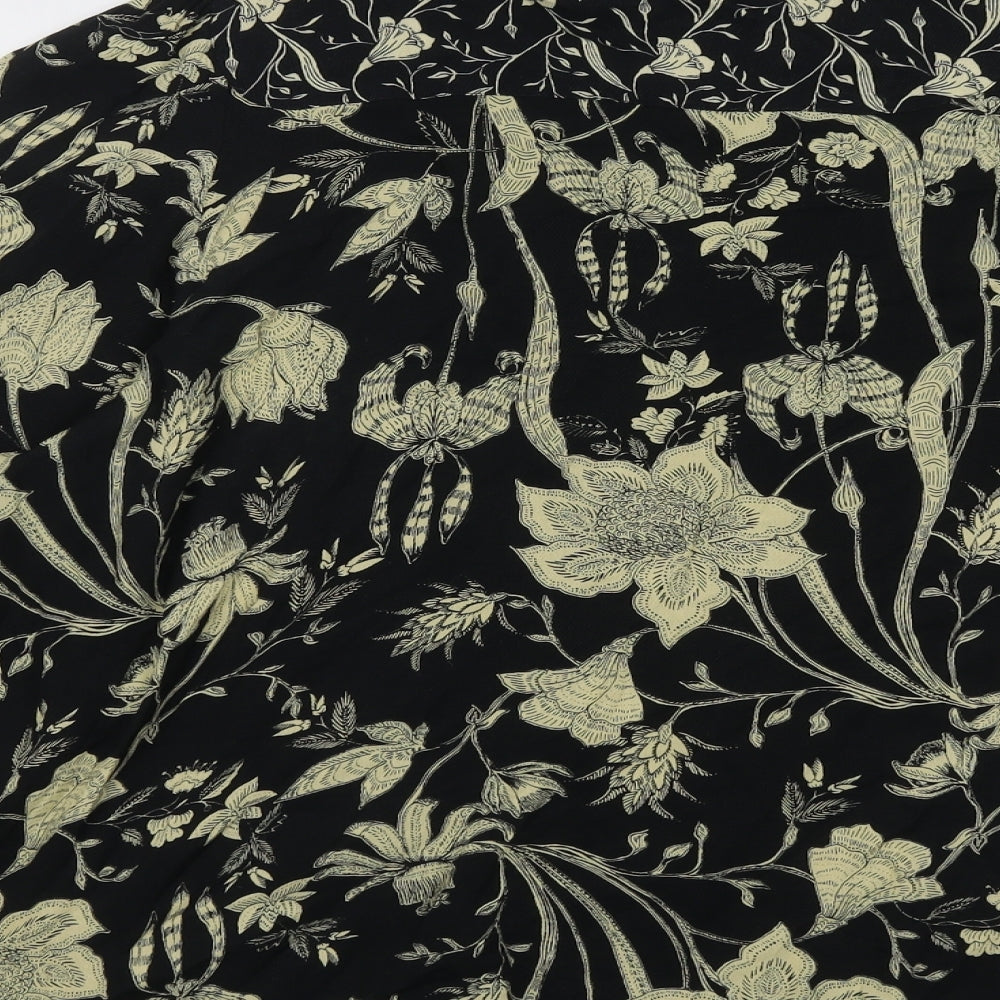 Marks and Spencer Womens Black Geometric Viscose Basic Blouse Size 22 Round Neck