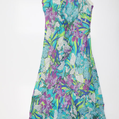 Autonomy Womens Multicoloured Floral Viscose Slip Dress Size 16 V-Neck Pullover