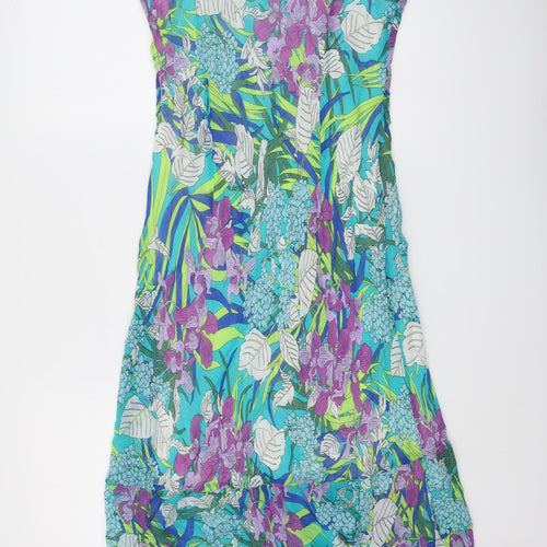 Autonomy Womens Multicoloured Floral Viscose Slip Dress Size 16 V-Neck Pullover
