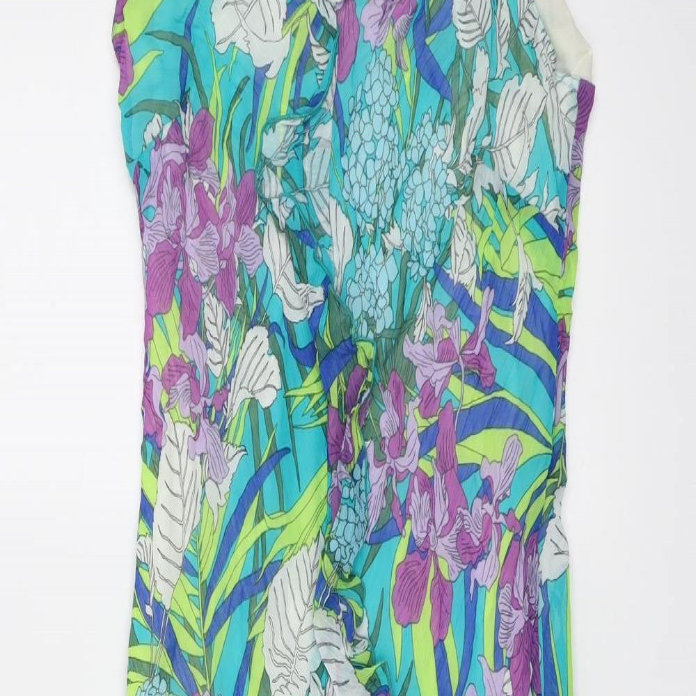 Autonomy Womens Multicoloured Floral Viscose Slip Dress Size 16 V-Neck Pullover