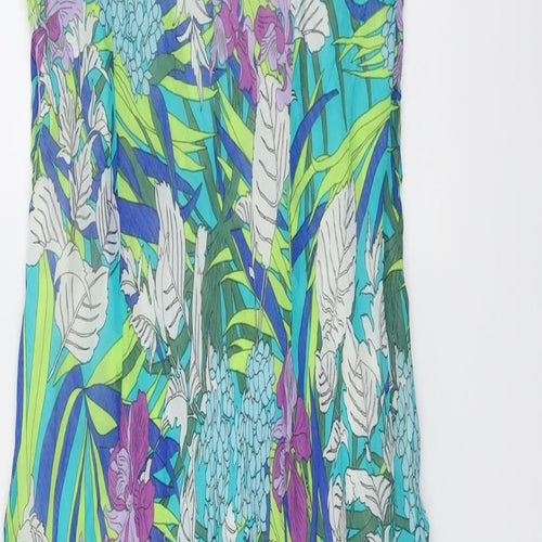 Autonomy Womens Multicoloured Floral Viscose Slip Dress Size 16 V-Neck Pullover