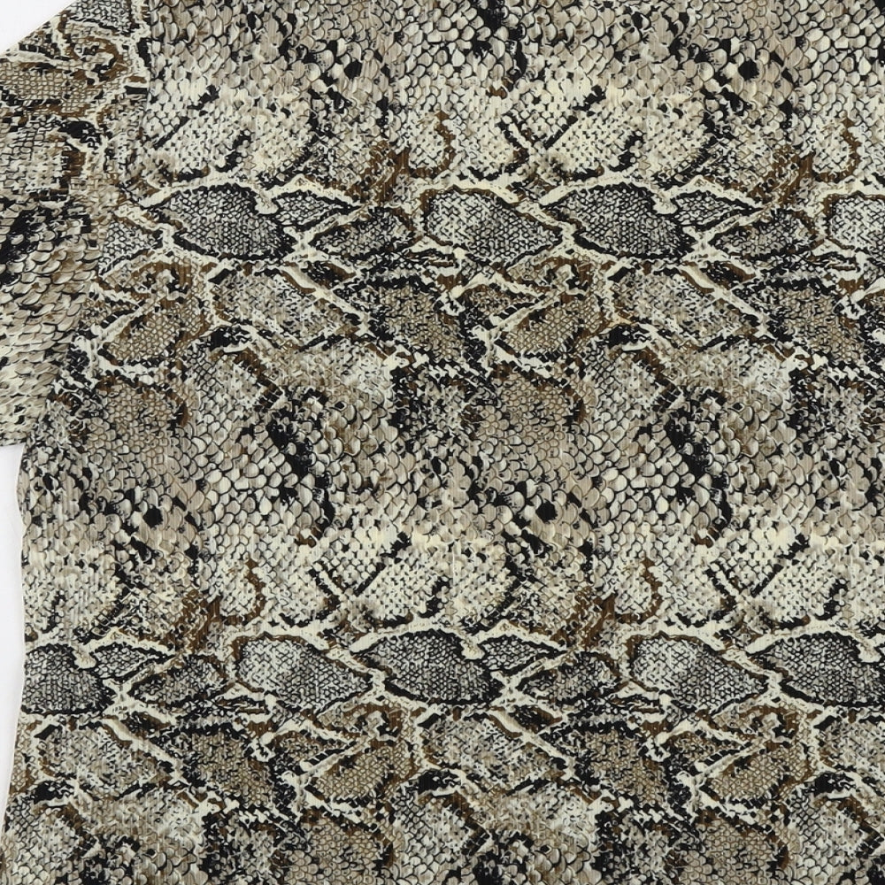 Holmewood Womens Beige Animal Print Polyester Basic T-Shirt Size 18 Round Neck - Snake Skin Pattern